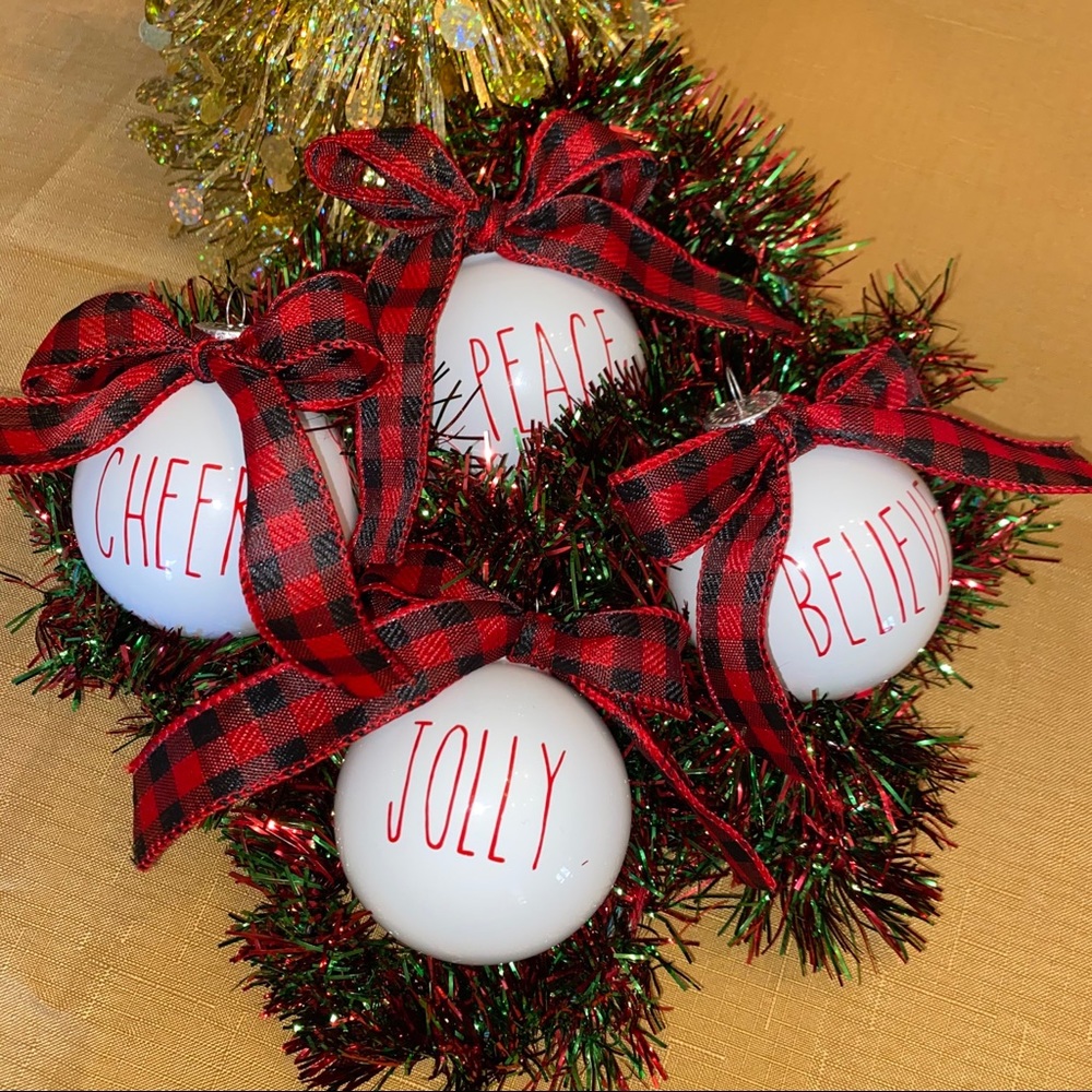 Rae Dunn Inspired Christmas Balls 4 pc